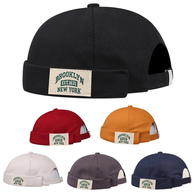 BROOKLYN1631 Label of Cloth Brimless Skullies Cap Beanie Hat Men Street Portable Docker Hats Melon Skin Cap…