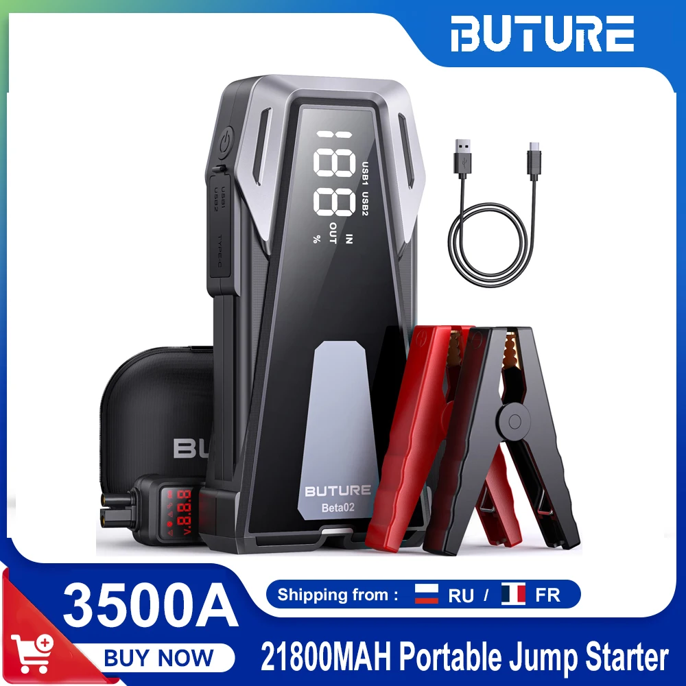 BUTURE Car Jump Starter 2500A Ładowarka samochodowa Rozrusznik samochodowy Przenośny power bank Duży…