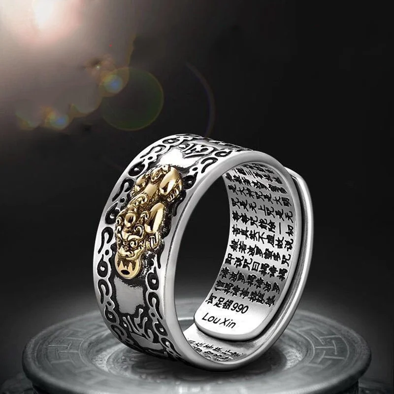 Chiński pierścionek Feng Shui Pixiu Posrebrzane monety miedziane Regulowane pierścionki dla kobiet Mężczyźni… Chiński pierścionek Feng Shui Pixiu Posrebrzane monety miedziane Regulowane pierścionki dla kobiet Mężczyźni…