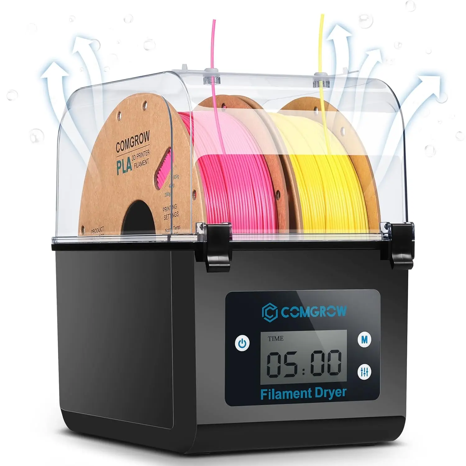 Comgrow 2-rolkowy odwadniacz żarnika Uchwyt szpuli Filaments Dry Box do drukarki 3D 1,75 mm, 2,85 mm ABS PLA…