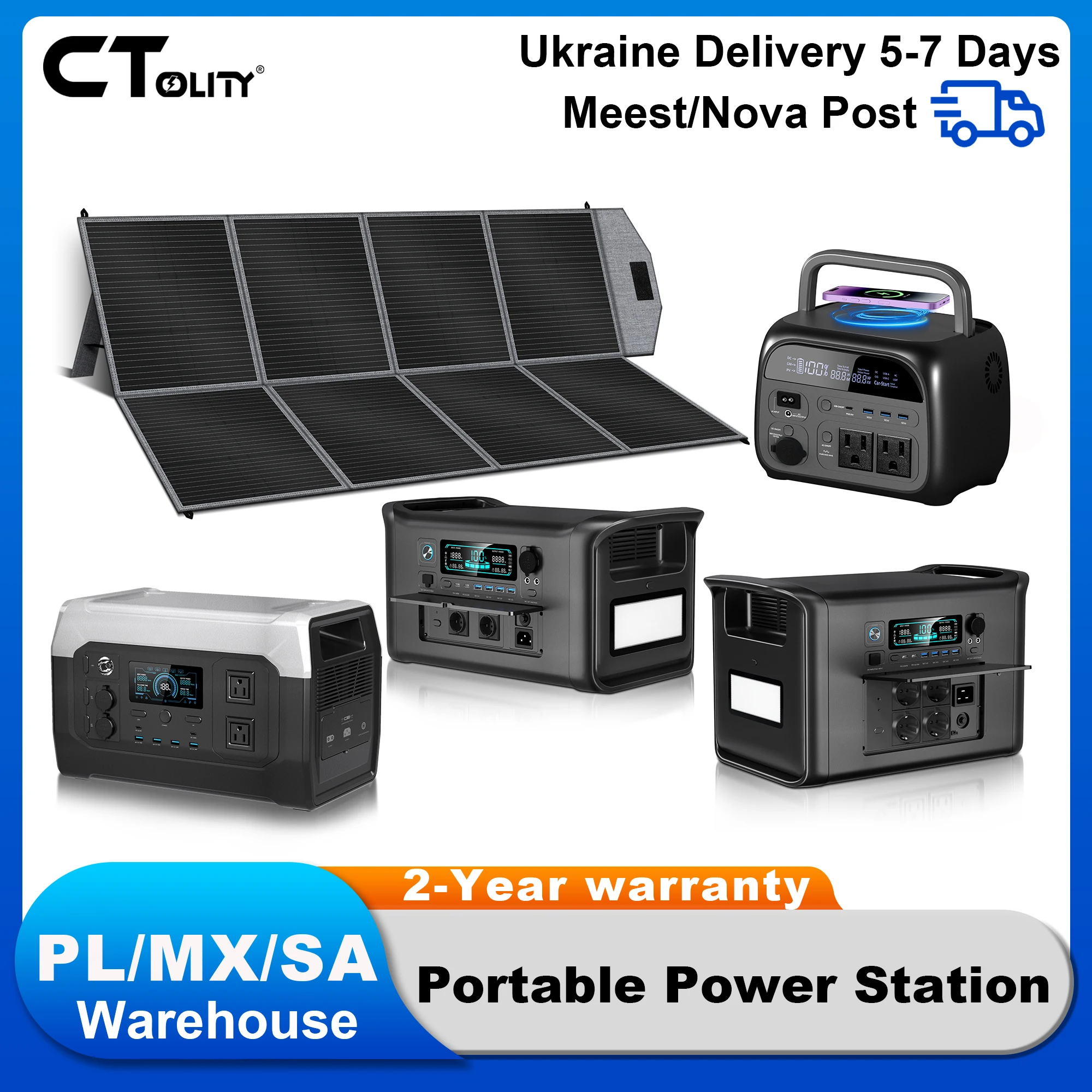 CTOLITY 345Wh/1024Wh/2048Wh Przenośna Stacja Zasilania 400W Panel Słoneczny Do Kempingu Na Zewnątrz…