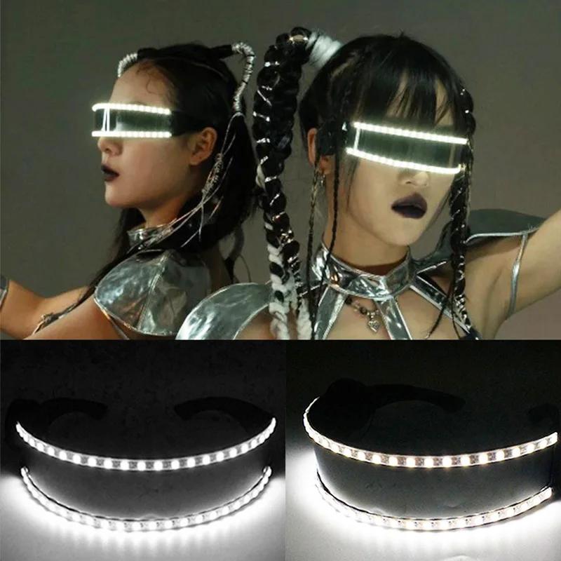 Cyberpunkowe Futurystyczne Świecące Okulary Rave Cyber Gogle LED z Podświetlaną Szybą do Występów EDM i… Cyberpunkowe Futurystyczne Świecące Okulary Rave Cyber Gogle LED z Podświetlaną Szybą do Występów EDM i…