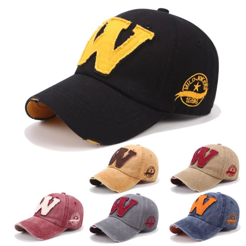 Czapka baseballowa z bawełny z literą W, retro, sportowa, na zewnątrz, damska, typu bone gorras, z…