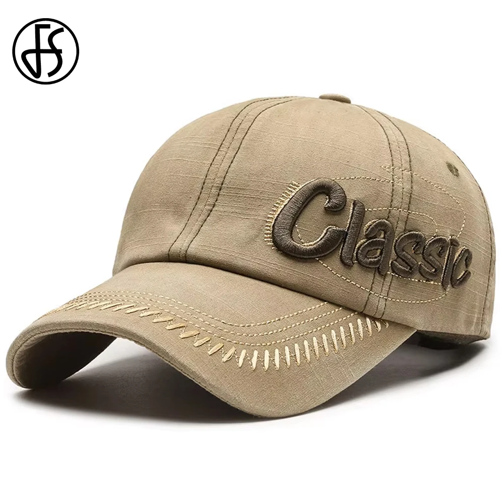Czapka dżinsowa FS Vintage Black Khaki dla mężczyzn, letnia czapka bejsbolówka damska na podróże i do…