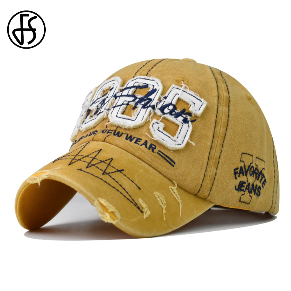 Czapka z daszkiem FS Summer Red Yellow Letter Baseball Cap dla mężczyzn, vintage czapki damskie typu Dad Cap…