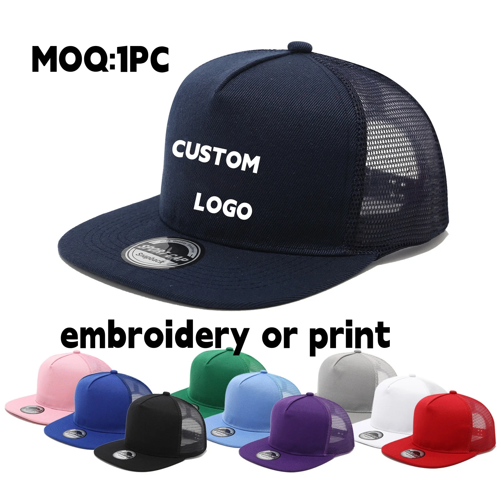 Czapka z daszkiem typu trucker z siateczką na tył, styl hip-hop, męska damska, personalizowana z własnym logo…