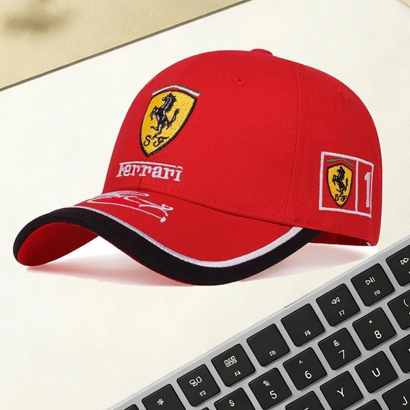 Czapka z daszkiem z haftowanym logo, regulowana, motocyklowa, dla Ferrari Roma 488 Portofino F8 Roma Spider… Czapka z daszkiem z haftowanym logo, regulowana, motocyklowa, dla Ferrari Roma 488 Portofino F8 Roma Spider…