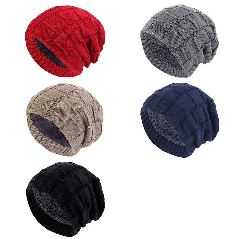 Czapki zimowe Keepwarm unisex z dzianiny aksamitnej podszewki wewnętrznej
