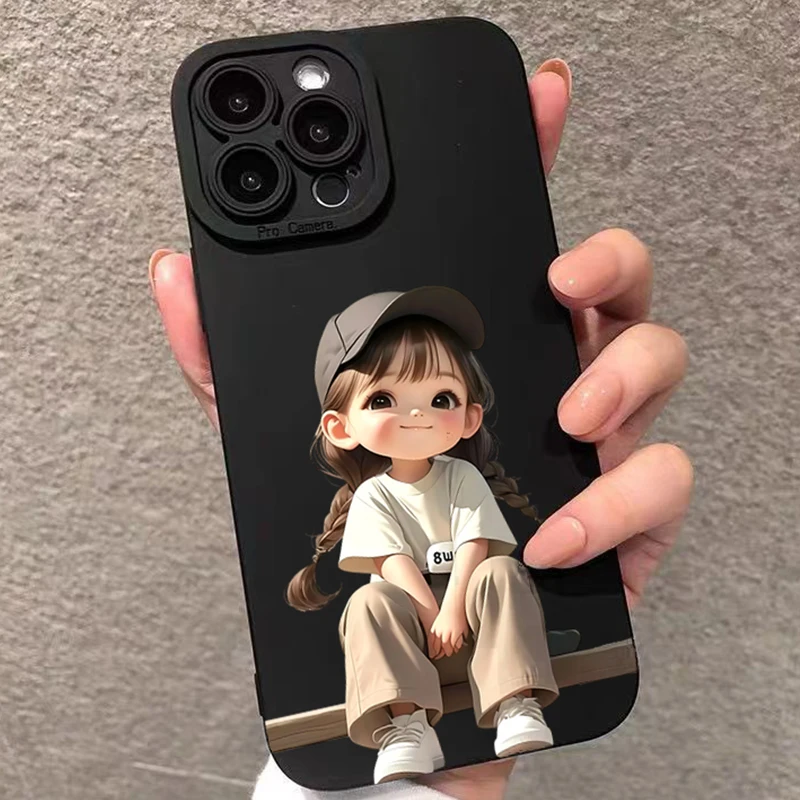 Czarne etui na telefon z podwójnymi kucykami dla dziewczyn, pasujące do Samsung Galaxy S26 S25 S24 S23 Ultra… Czarne etui na telefon z podwójnymi kucykami dla dziewczyn, pasujące do Samsung Galaxy S26 S25 S24 S23 Ultra…