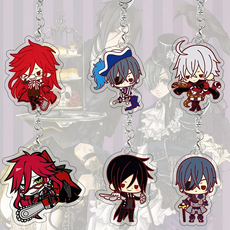 Czarny Kamerdyner Akrylowy Brelok Grell Sutcliff Ciel Pęku Kluczy Alois Trancy Zawieszka do Torby Dekoracja… Czarny Kamerdyner Akrylowy Brelok Grell Sutcliff Ciel Pęku Kluczy Alois Trancy Zawieszka do Torby Dekoracja…