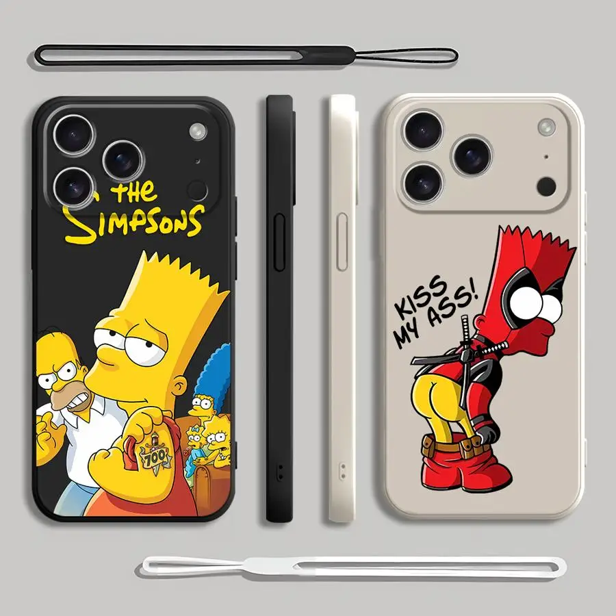 Czerwone etui na telefon z Bartem Simpsonem do Apple iPhone 17 Pro Max 11 16 7 8 15 12 Plus Air XS XR 13 Mini