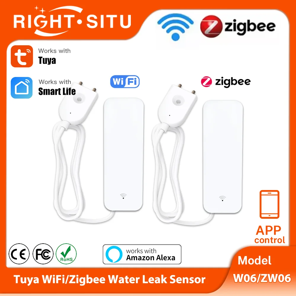 Czujnik zalania Tuya WiFi Zigbee, inteligentny detektor wycieku, alarm zalania, ochrona przed wyciekami wody…