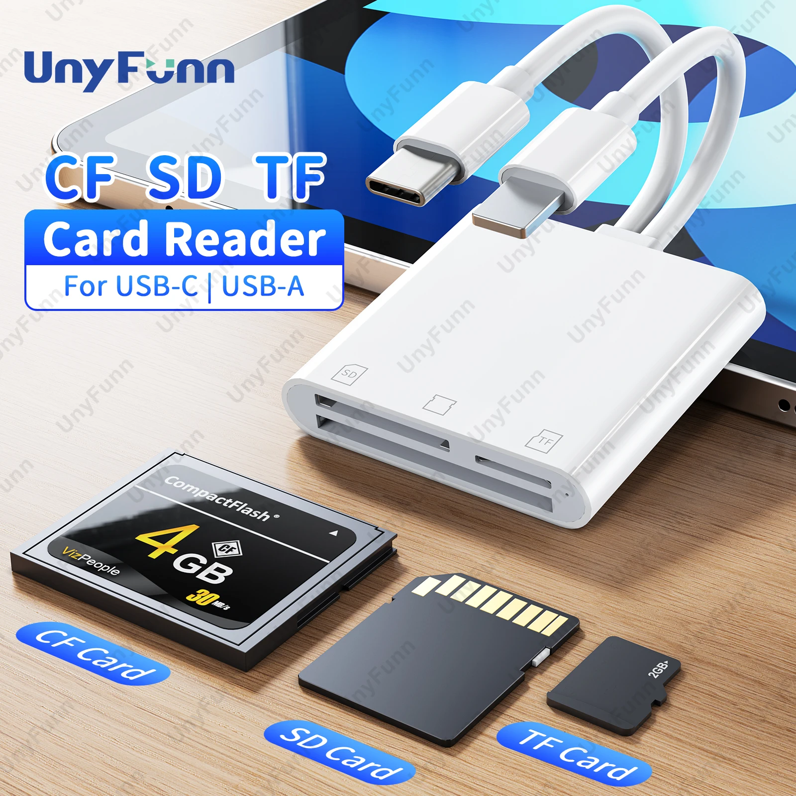 Czytnik kart pamięci TypeC CF do iPhone’a Android 3w2 Lighting do CF SD TF OTG Adapter do MacBooka Laptopa…