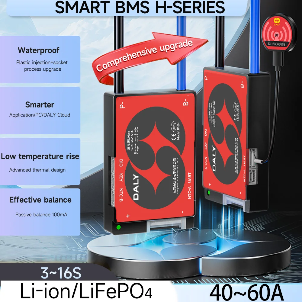Daly BMS 3S 4S 12V 6S 7S 8S 24V 10S 12S 36V13S 14S 15S 16S 48V Bluetooth BMS 40A 60A Lifepo4 Li-Ion 3.2V 3.7V…