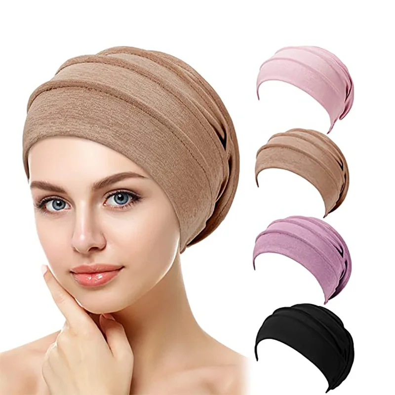 Damska czapka typu slouch beanie, czapka chemo, jednokolorowa czapka typu bonnet, wewnętrzna czapka pod…