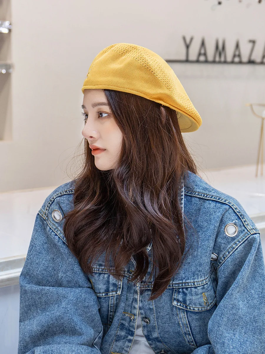 Damski beret vintage, ręcznie robiony na drutach, w stylu francuskiego artysty, imitacja granatowego…