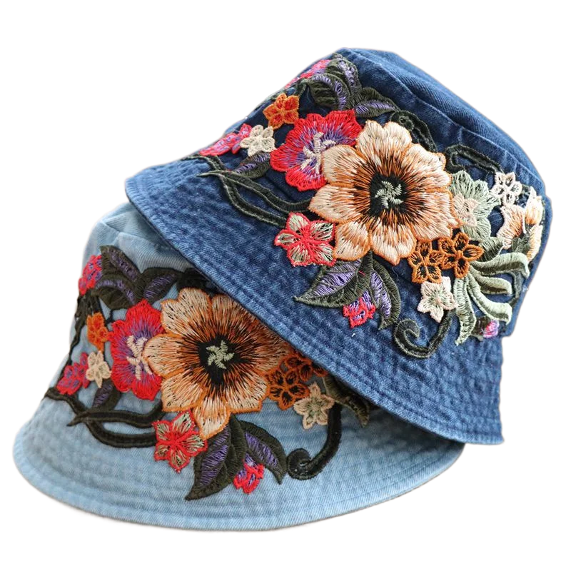 Damski kapelusz typu Bucket w stylu etnicznym haft cztery pory roku parasolka kapelusz rybaka odkryty… Damski kapelusz typu Bucket w stylu etnicznym haft cztery pory roku parasolka kapelusz rybaka odkryty…