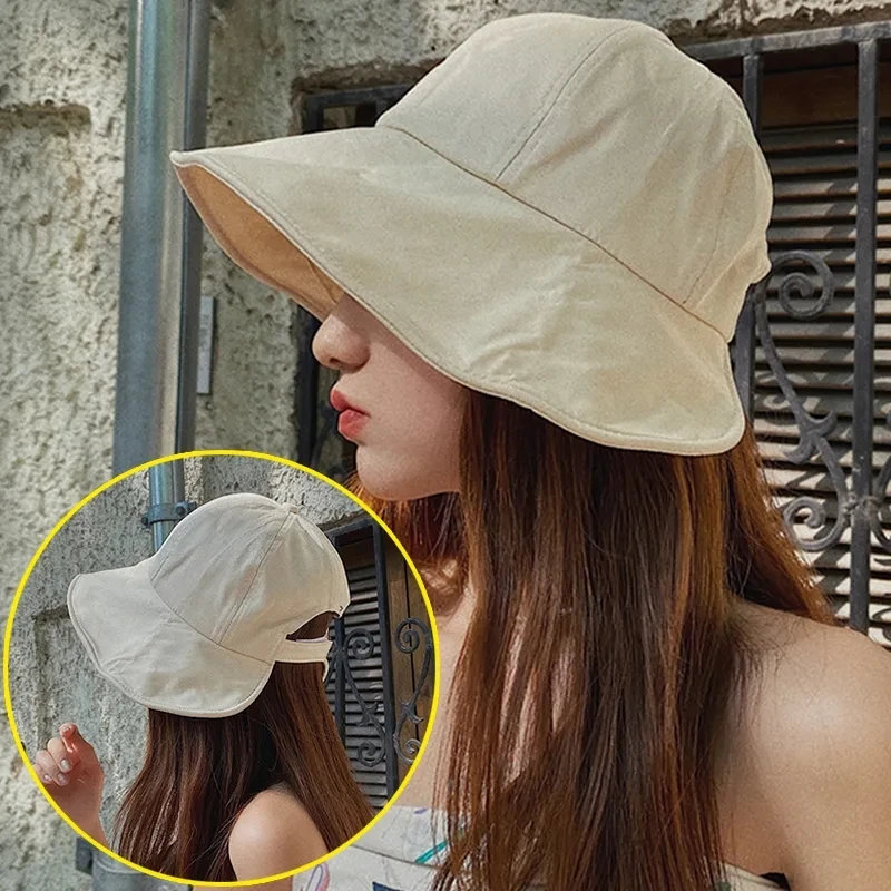 Damski letni kapelusz przeciwsłoneczny z bawełny, z otworem na kucyk, typu bucket hat, na plażę, regulowany… Damski letni kapelusz przeciwsłoneczny z bawełny, z otworem na kucyk, typu bucket hat, na plażę, regulowany…