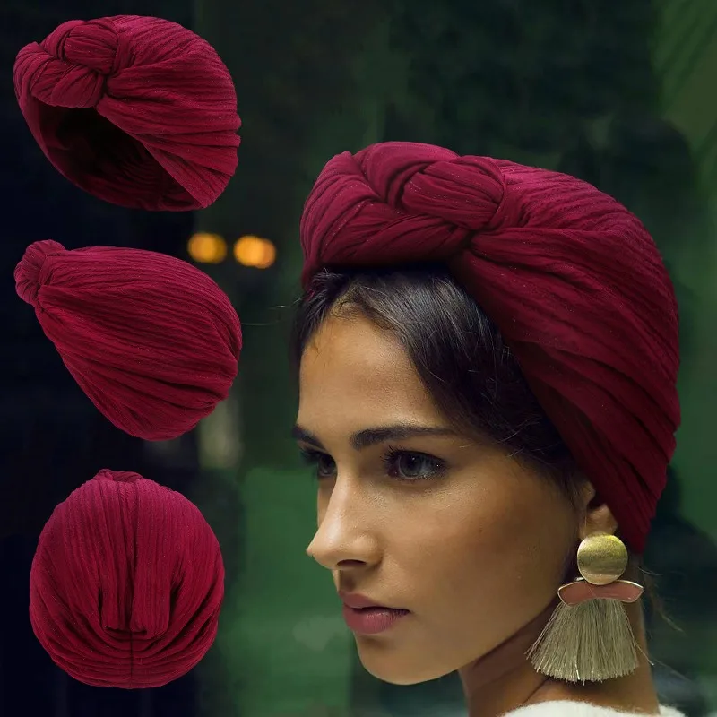 Damski turban, czapka na jesień i zimę, europejski i amerykański modny turban z węzłem, selekcja czapek… Damski turban, czapka na jesień i zimę, europejski i amerykański modny turban z węzłem, selekcja czapek…