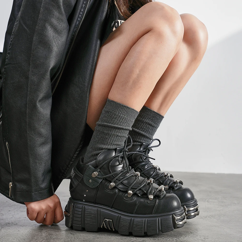 Damskie buty w stylu punkowym nowej marki na rok 2026, sznurowane, wysokość obcasa 6 cm, buty na platformie… Damskie buty w stylu punkowym nowej marki na rok 2026, sznurowane, wysokość obcasa 6 cm, buty na platformie…