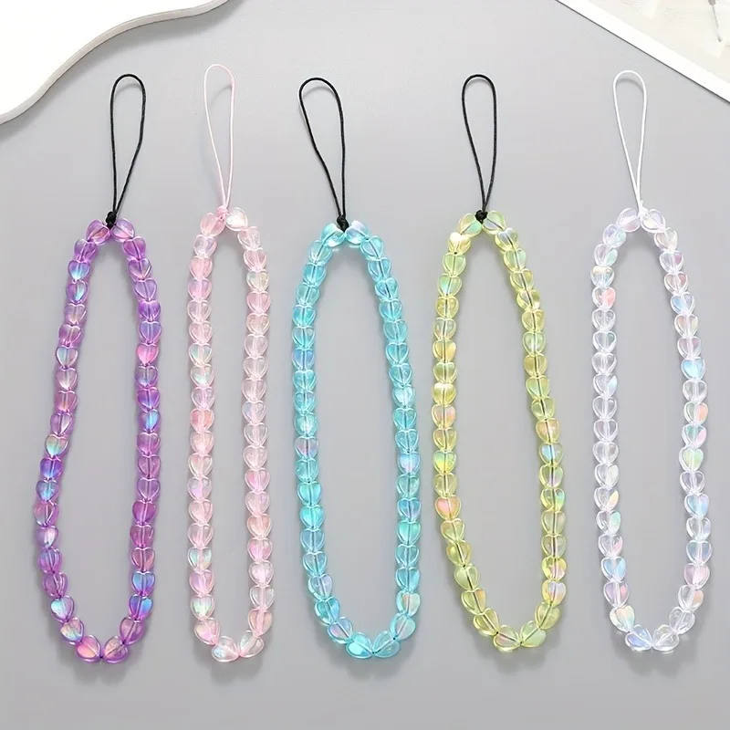 Dazzle Color Heart Beaded Cellphone Case Chain Women Girls Akrylowy sznurek do zawieszania telefonu… Dazzle Color Heart Beaded Cellphone Case Chain Women Girls Akrylowy sznurek do zawieszania telefonu…