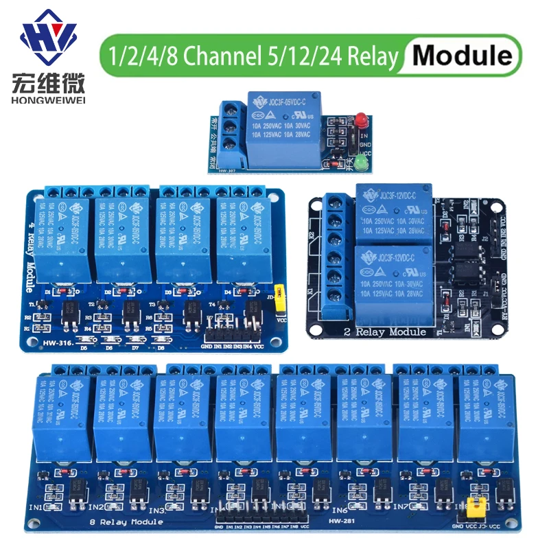 DC 5V 12V 24V 1 2 4 6 8-kanałowy moduł przekaźnika Osłona z transoptorem / wyzwalaczem wysokiego i niskiego… DC 5V 12V 24V 1 2 4 6 8-kanałowy moduł przekaźnika Osłona z transoptorem / wyzwalaczem wysokiego i niskiego…