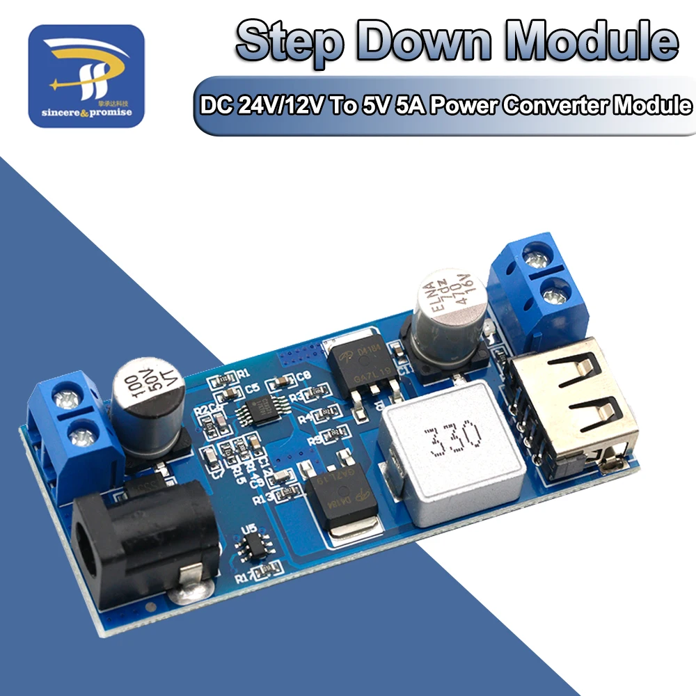 DC-DC 24V/12V do 5V 5A Step Down Power Supply Buck Converter Replace LM2596S Regulowany moduł ładowania USB…