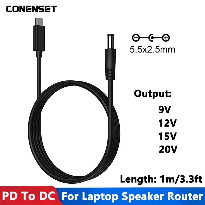 DC do USB PD typu C 9V 12V 15V 20V 5.5×2.1mm 2.5 Kabel zasilający do routera bezprzewodowego Laptop LED Strip… DC do USB PD typu C 9V 12V 15V 20V 5.5×2.1mm 2.5 Kabel zasilający do routera bezprzewodowego Laptop LED Strip…