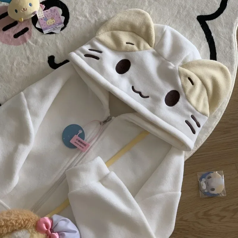 Deeptown Kawaii Lolita Style Women Fleece Hoodies Cutecore Oversize Japanese Soft Girl Zipper Sweatshirt…