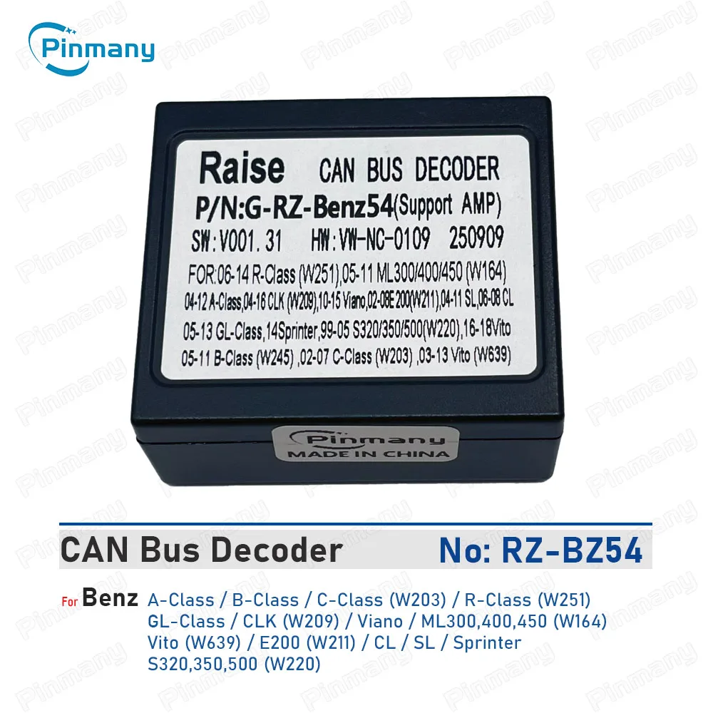 Dekoder CAN Bus radia samochodowego RAISE RZ-BZ54 do Mercedes Benz Klasy A B C R GL W203 W251 CLK W209 Viano… Dekoder CAN Bus radia samochodowego RAISE RZ-BZ54 do Mercedes Benz Klasy A B C R GL W203 W251 CLK W209 Viano…