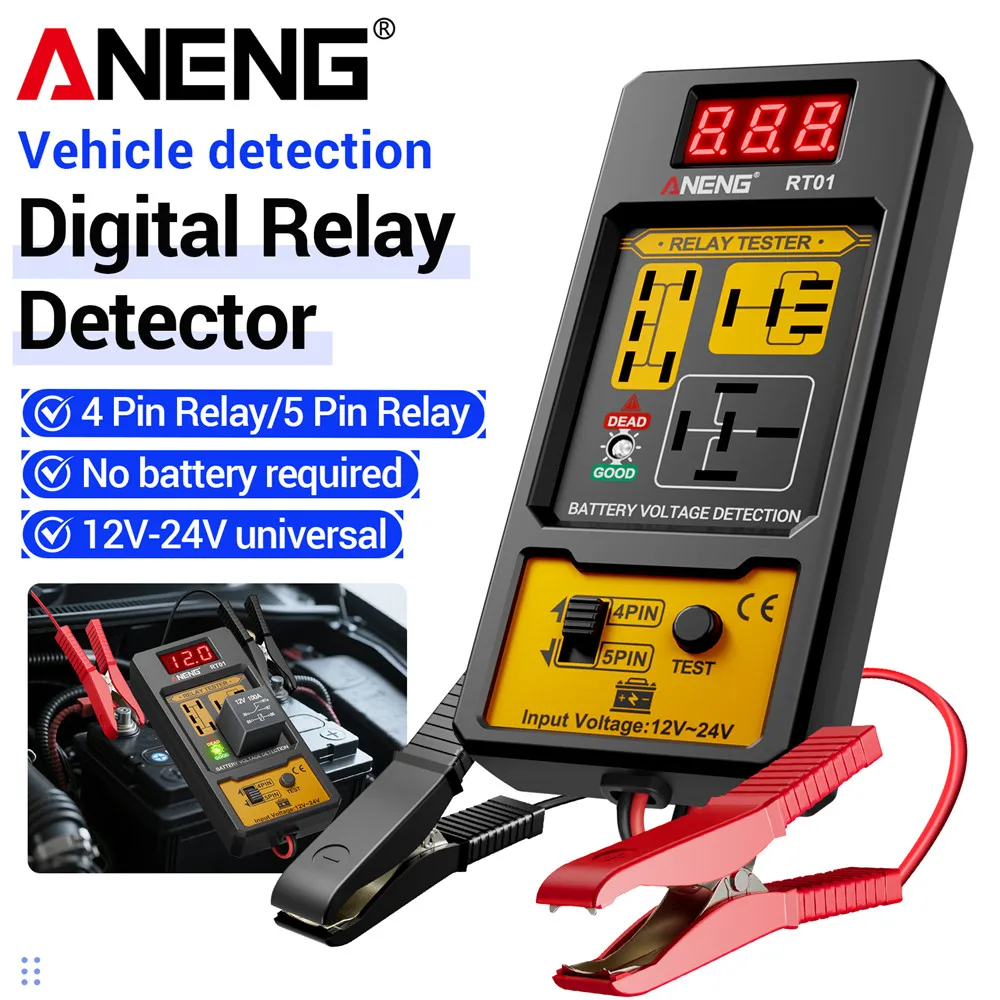 Detektor przekaźników 11-25V ANENG RT01 Cyfrowy Uniwersalny Tester Akumulatorów Samochodowych 4/5 Pin z…