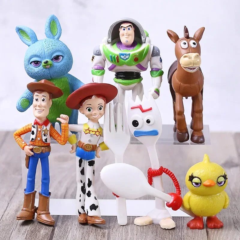 Disney 7 szt./zestaw Toy Story 4 Woody Jessie Buzz Lightyear Bullseye Forky Ducky Bunny Figurki PVC Dekoracja… Disney 7 szt./zestaw Toy Story 4 Woody Jessie Buzz Lightyear Bullseye Forky Ducky Bunny Figurki PVC Dekoracja…