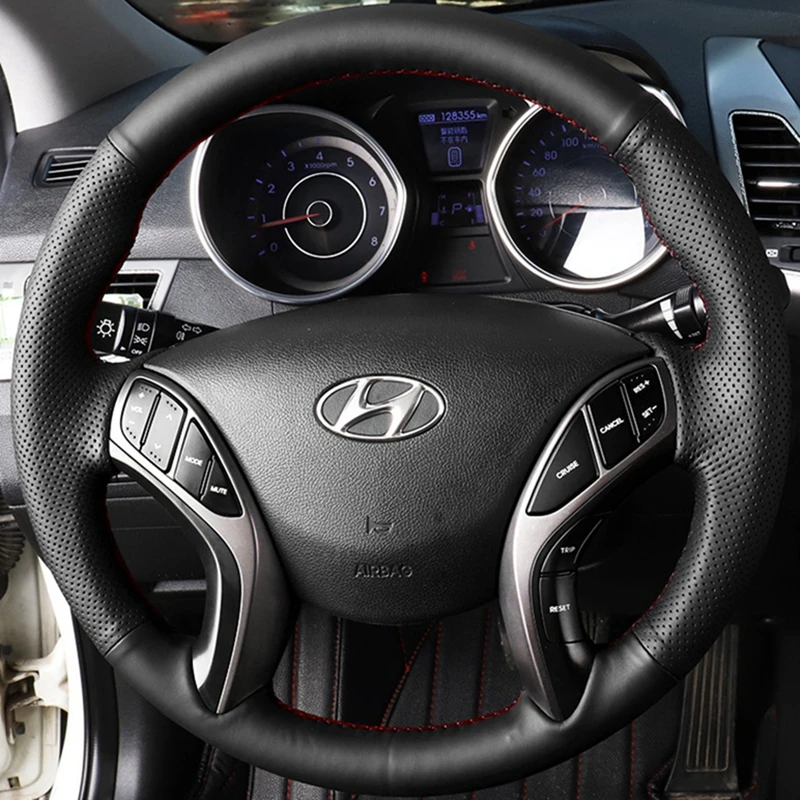 DIY Czarny pokrowiec na kierownicę z prawdziwej skóry do Hyundai i30 2012-2017 Elantra GT 2013-2017 Elantra… DIY Czarny pokrowiec na kierownicę z prawdziwej skóry do Hyundai i30 2012-2017 Elantra GT 2013-2017 Elantra…