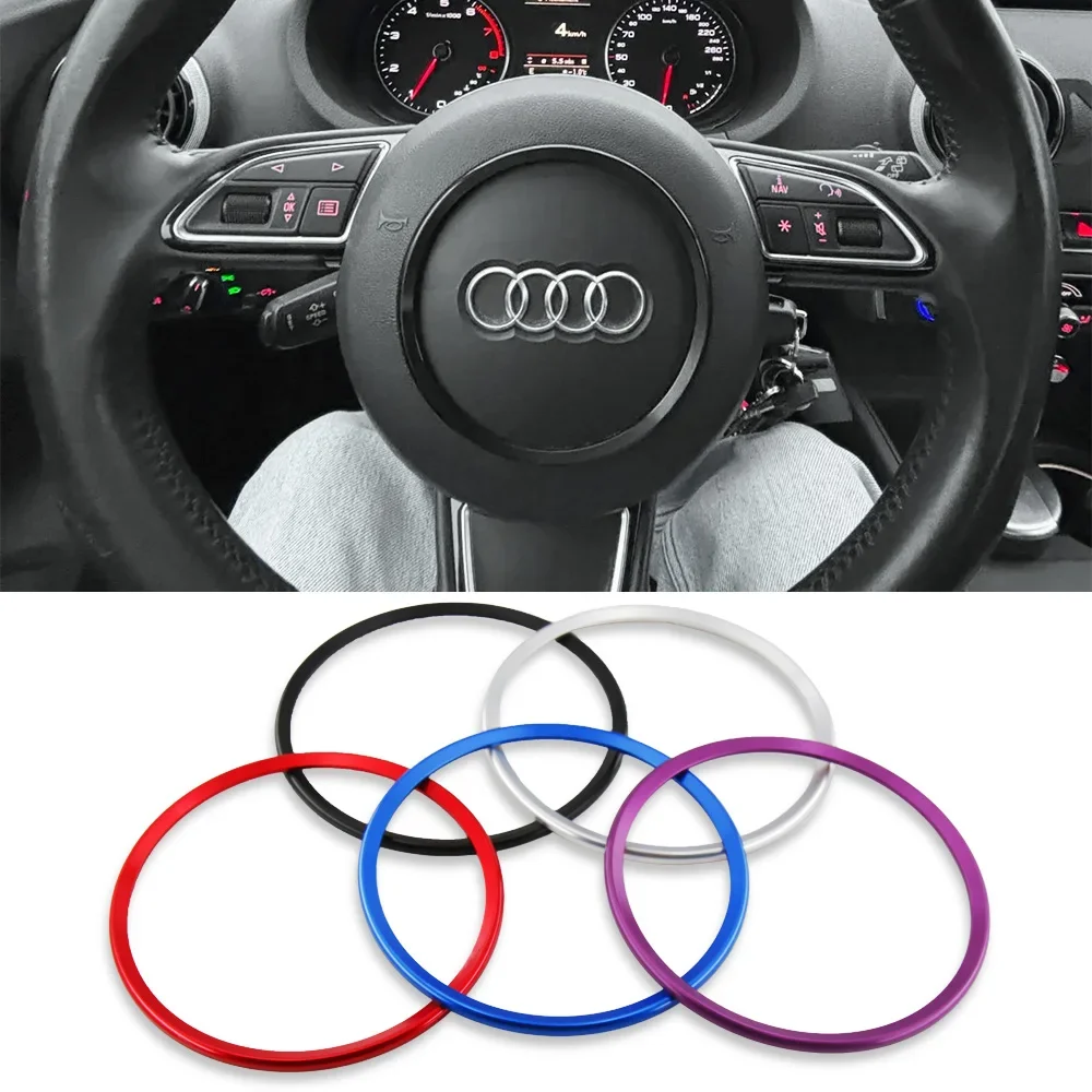 Dla Audi A3 A4 A5 Q5 2012-2015, A1 8X A6 C6 A7 Q3 2011-2018 Samochodowe logo na kierownicy Ozdobny pierścień…