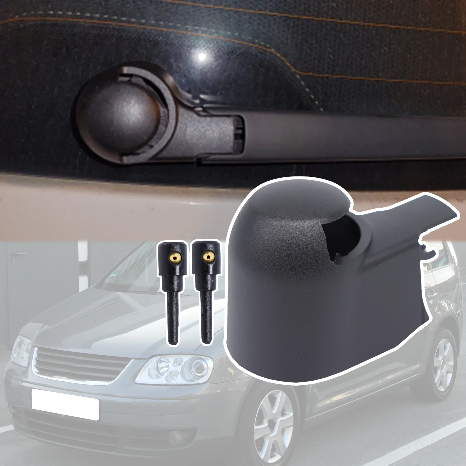 Dla VW Touran 1T 2003-2009 2010 Wycieraczka tylnej szyby Ramię wahacza Śruba pokrywy Dysza spryskiwacza… Dla VW Touran 1T 2003-2009 2010 Wycieraczka tylnej szyby Ramię wahacza Śruba pokrywy Dysza spryskiwacza…