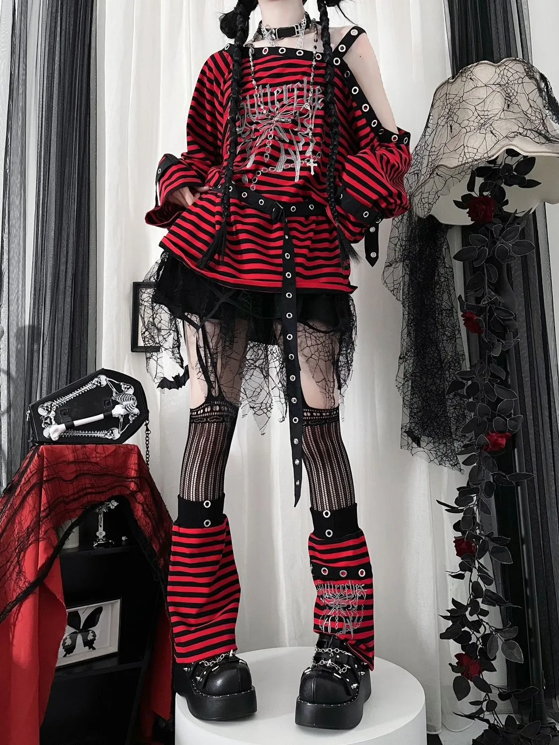 Długa koszula z rękawami na nogi dla dziewczynek Gothic New Blouse Butterfly Subculture Girl Punk Japanese Red… Długa koszula z rękawami na nogi dla dziewczynek Gothic New Blouse Butterfly Subculture Girl Punk Japanese Red…