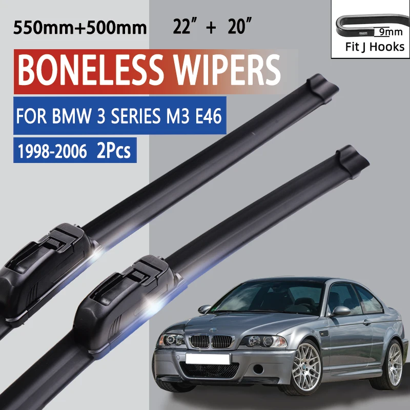 Do BMW serii 3 M3 E46 1998-2006 Wycieraczki samochodowe typu U z miękkiej gumy bezramowe bez wsporników… Do BMW serii 3 M3 E46 1998-2006 Wycieraczki samochodowe typu U z miękkiej gumy bezramowe bez wsporników…