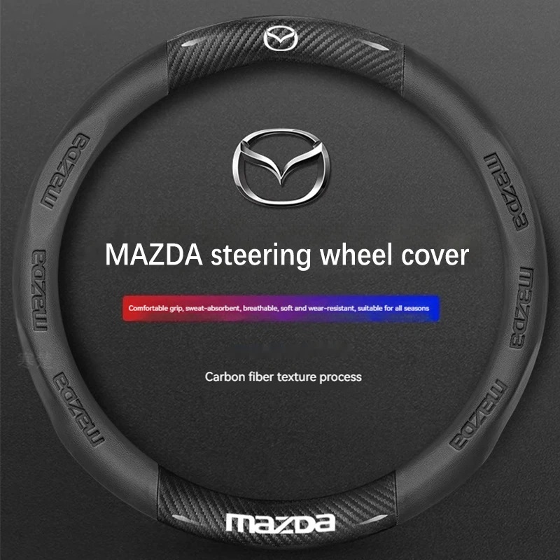 Do Mazda 3 5 6 SKYACTIV Axela Atenza CX30 CX5 CX8 CX9 MX5 RX8 RX7 BT50 Pokrowiec na kierownicę z włókna… Do Mazda 3 5 6 SKYACTIV Axela Atenza CX30 CX5 CX8 CX9 MX5 RX8 RX7 BT50 Pokrowiec na kierownicę z włókna…