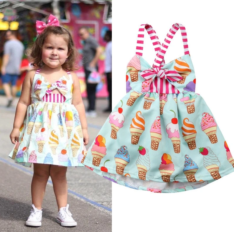 Dorywczo maluch dzieci dziewczynka chusta Halter bez pleców łuk Tutu sukienka Sundress letnie ubrania