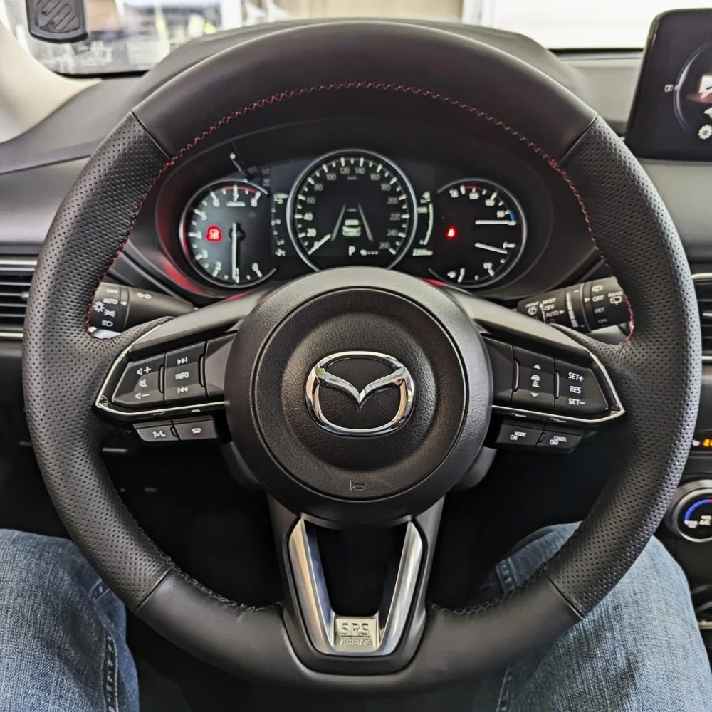 Dostosowanie Ręczne szycie Skórzany pokrowiec na kierownicę z mikrofibry Akcesoria do Mazda3 2017 2018 Mazda6…