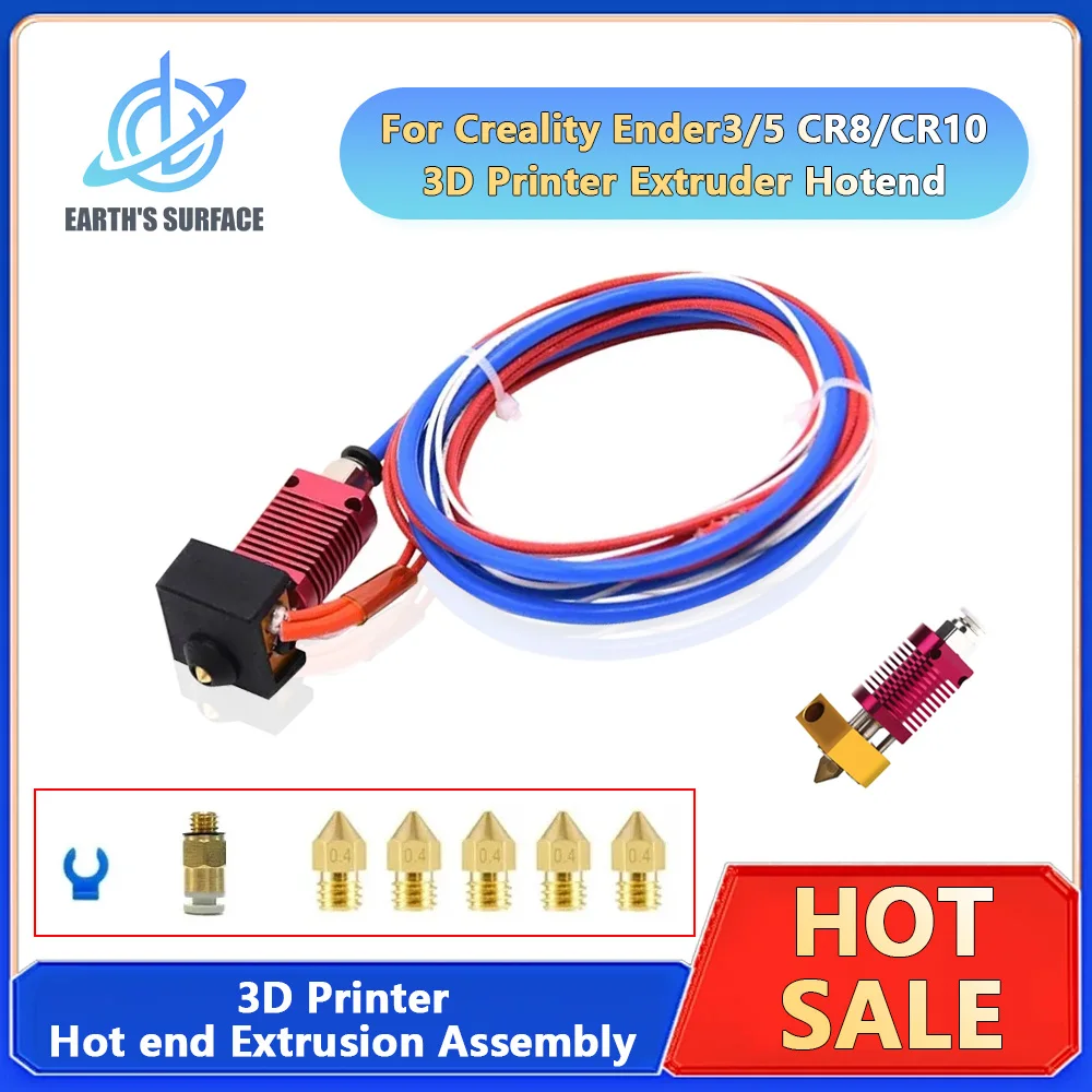 Drukarka 3D Ender 3 Metal J-Head CR10 MK8 Hotend Extruder Kit Heat Block Nozzle Heater Thermistor dla CR10s… Drukarka 3D Ender 3 Metal J-Head CR10 MK8 Hotend Extruder Kit Heat Block Nozzle Heater Thermistor dla CR10s…