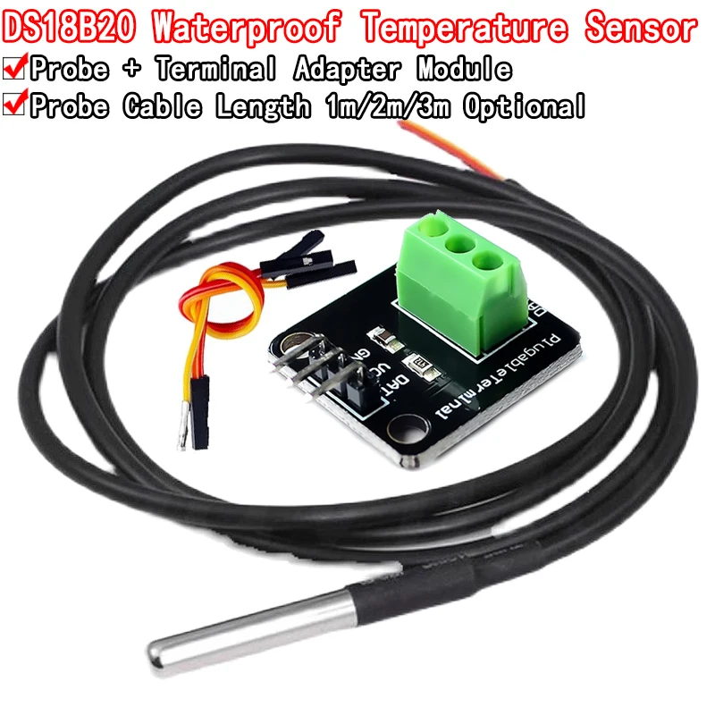 DS18B20 zestaw modułu czujnika temperatury wodoodporny 100CM cyfrowy kabel czujnika sonda ze stali nierdzewnej…