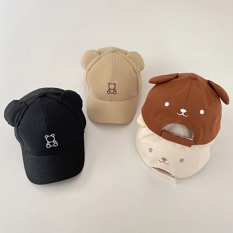 Dzieci lato czapka typu Snapback małe dziewczynki i chłopcy kreskówka słodki miś haft czapka z daszkiem…