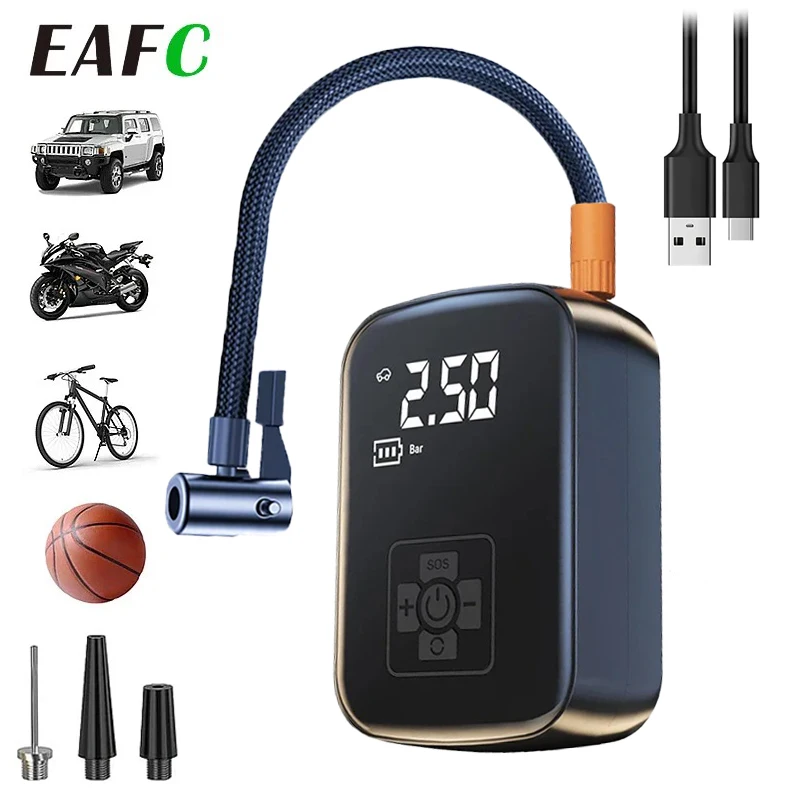 EAFC Wireless Car Air Compressor Air Pump Electric Tire Inflator Pump for Motorcycle Bicycle AUTO Tyre with… EAFC Wireless Car Air Compressor Air Pump Electric Tire Inflator Pump for Motorcycle Bicycle AUTO Tyre with…