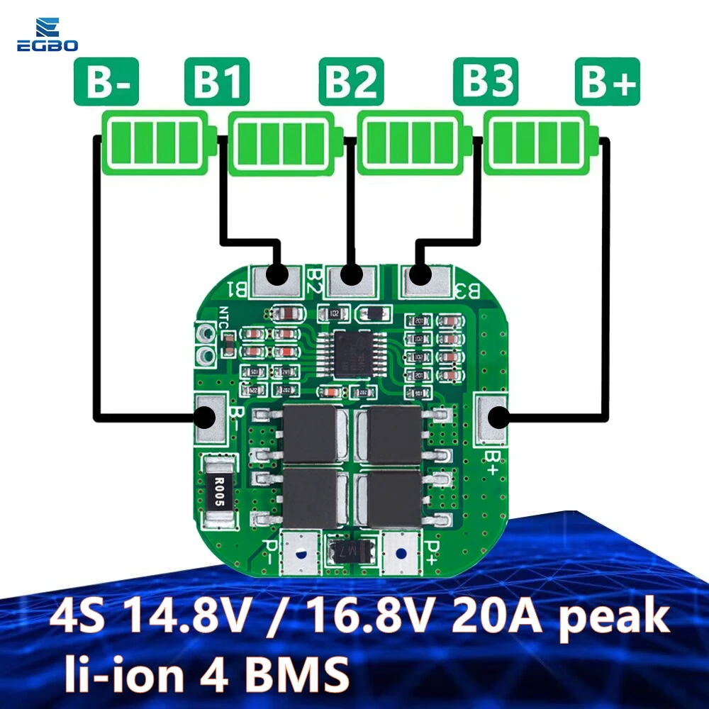 EGBO 4S 14.8V / 16.8V 20A szczytowa bateria litowo-jonowa 4 BMS PCM płytka zabezpieczająca bms pcm do baterii…