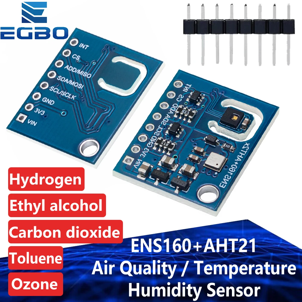 EGBO ENS160 + AHT21 dwutlenek węgla CO2 eCO2 TVOC czujnik jakości powietrza oraz temperatury i wilgotności…