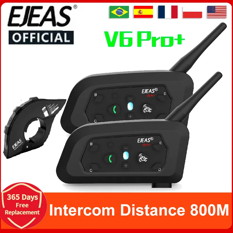 EJEAS V6 PRO +/PLUS Kask motocyklowy Bluetooth Walkie Talkie 6 Odległość kierowcy 800 metrów Wodoodporny IP67 EJEAS V6 PRO +/PLUS Kask motocyklowy Bluetooth Walkie Talkie 6 Odległość kierowcy 800 metrów Wodoodporny IP67