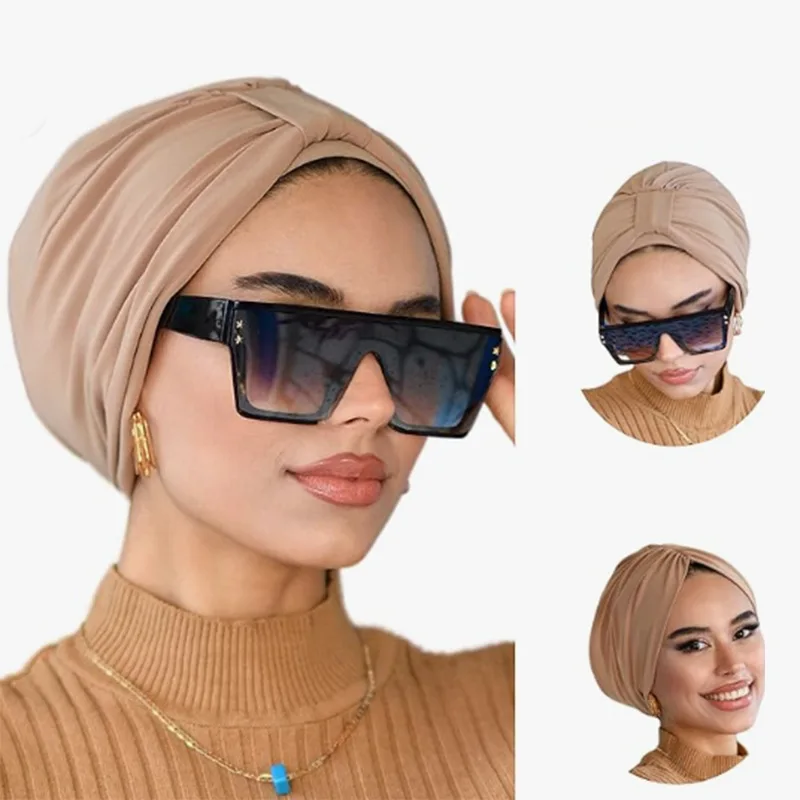 Elastyczny top wiązany damski turban Cap muzułmańska chusta na głowę kapelusz kobiece opaski na głowę pani…