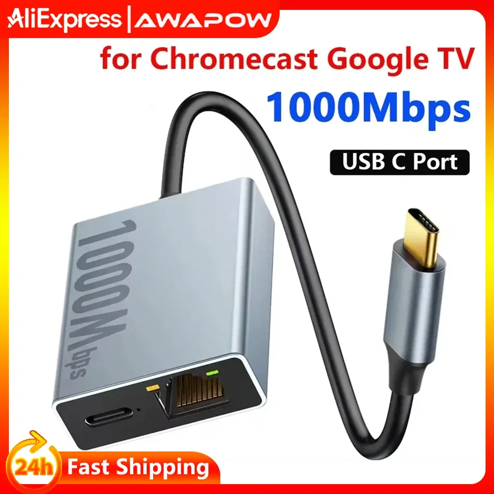 Electop Adapter USB-C do Ethernet 1000Mbps dla Chromecast z Google TV, karta sieciowa USB-C do RJ45 dla… Electop Adapter USB-C do Ethernet 1000Mbps dla Chromecast z Google TV, karta sieciowa USB-C do RJ45 dla…