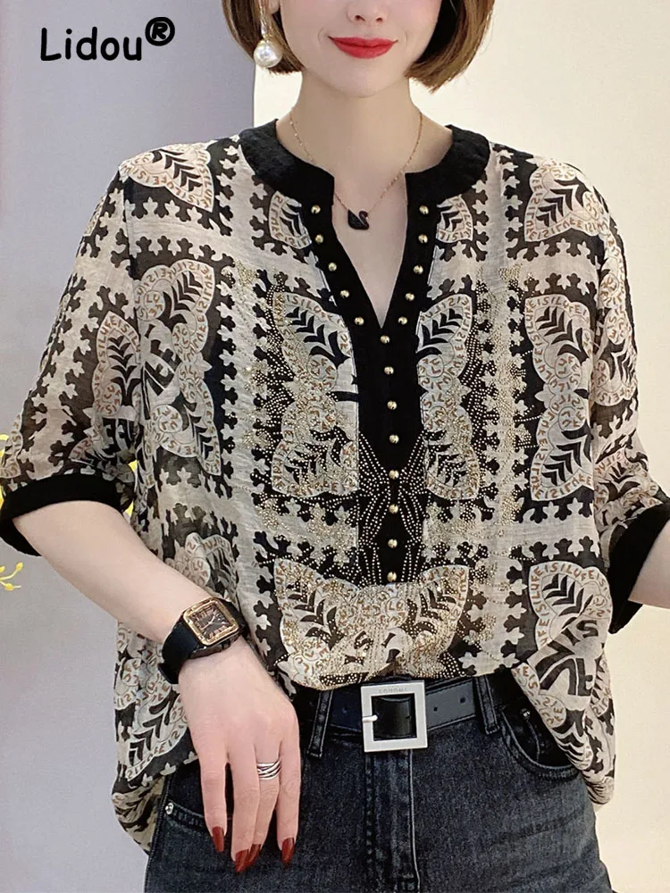 Elegancka moda Nit Casual Printing Diamonds Diamonds Pullovers 2024 Nowa letnia koszulka z krótkim rękawem… Elegancka moda Nit Casual Printing Diamonds Diamonds Pullovers 2024 Nowa letnia koszulka z krótkim rękawem…
